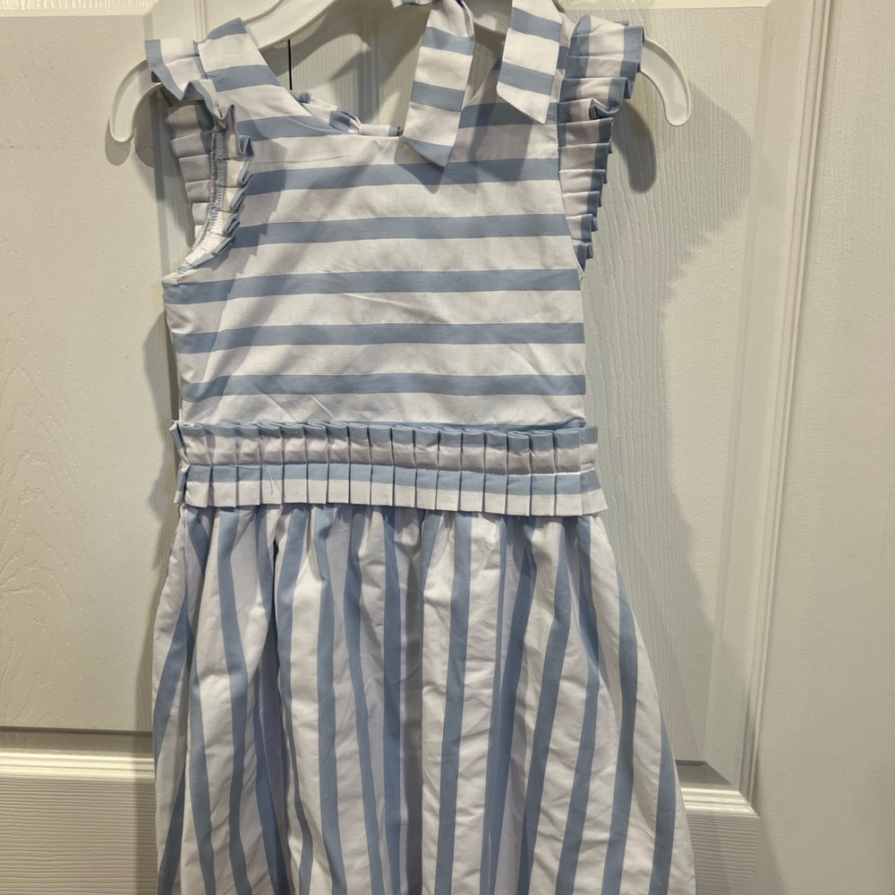 Charming cotton blue and white striped girls Dress